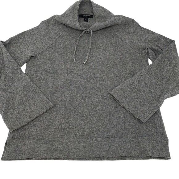 Ann Taylor Womens Pullover Sweater Wool Blend Drawcord Neck‎ Gray Small Petite - Picture 1 of 7